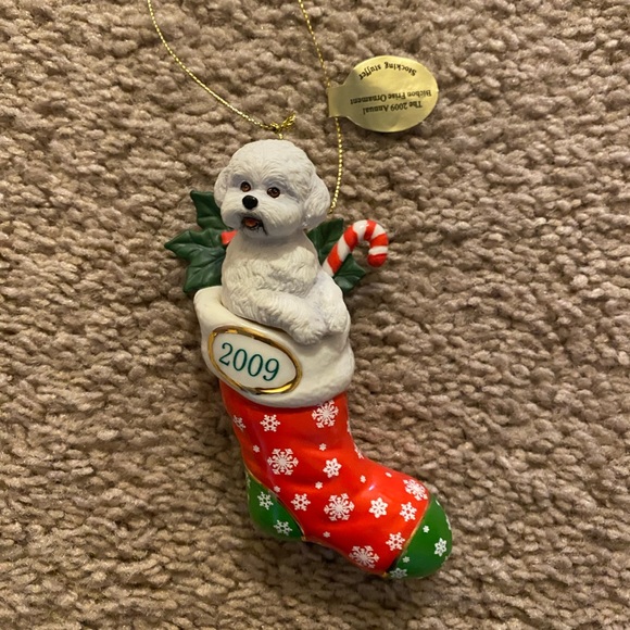Danbury Mint 2009 Bichon Frise Stocking Stuffer Ornament - Picture 1 of 4